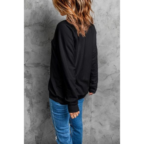 Azura Exchange  Black  Merry & Bright Letter Print Pullover Sweatshirt - Picture 7 of 10